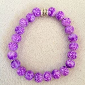 Purple Marble Bead 8mm Bracelet